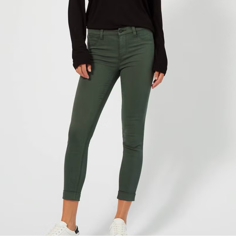 NEW J Brand ANJA Clean Cuffed Cropped Jeans -Camo Green Size 28